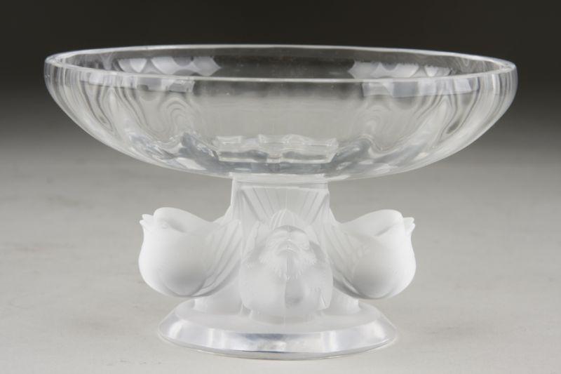 Appraisal: Lalique Love Bird Compote clear glass bowl with molded frosted