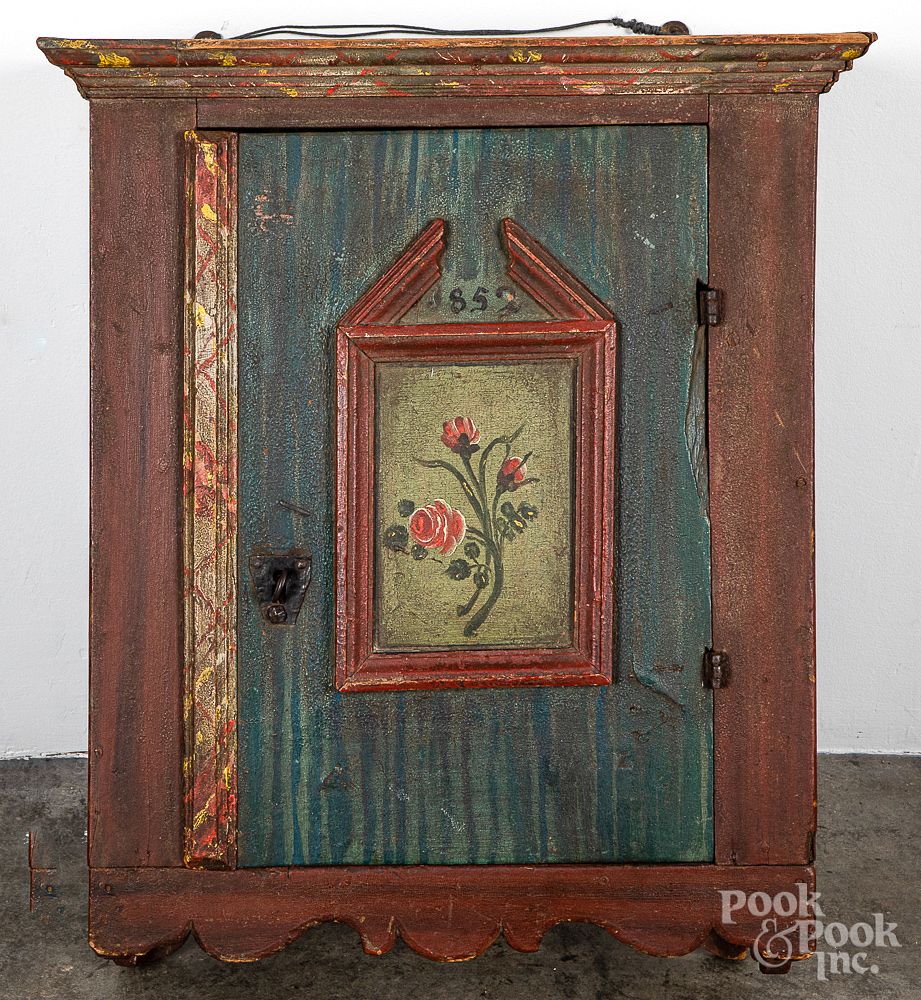 Appraisal: Scandinavian painted pine hanging cupboard Scandinavian painted pine hanging cupboard