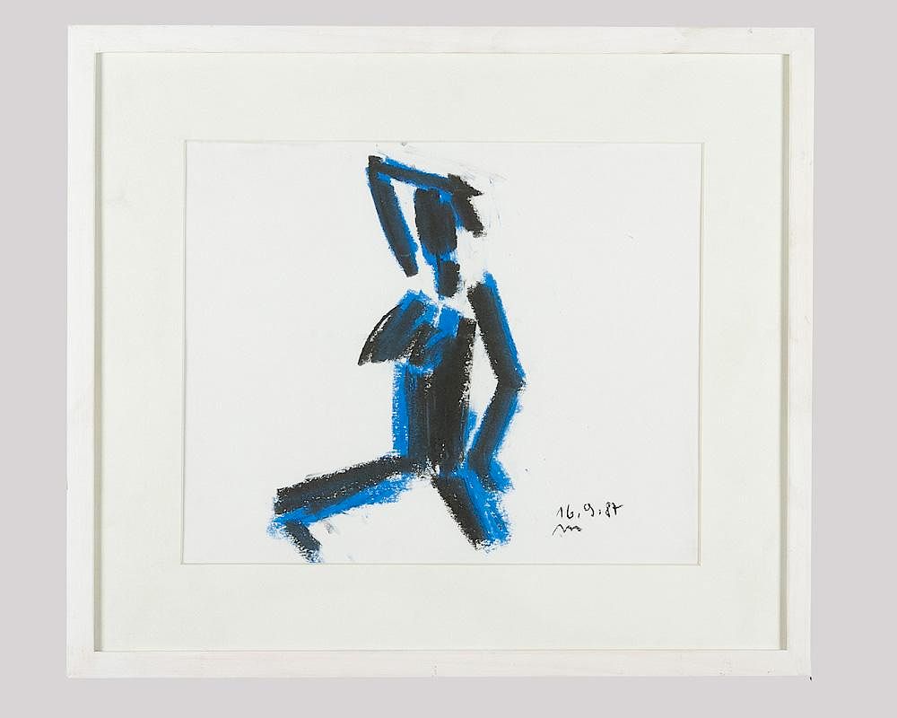 Appraisal: Otto Muehl - Otto Muehl - standing figure colour chalk