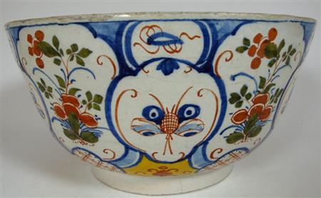 Appraisal: An th century Dutch Delft punch bowl circa polychrome painted