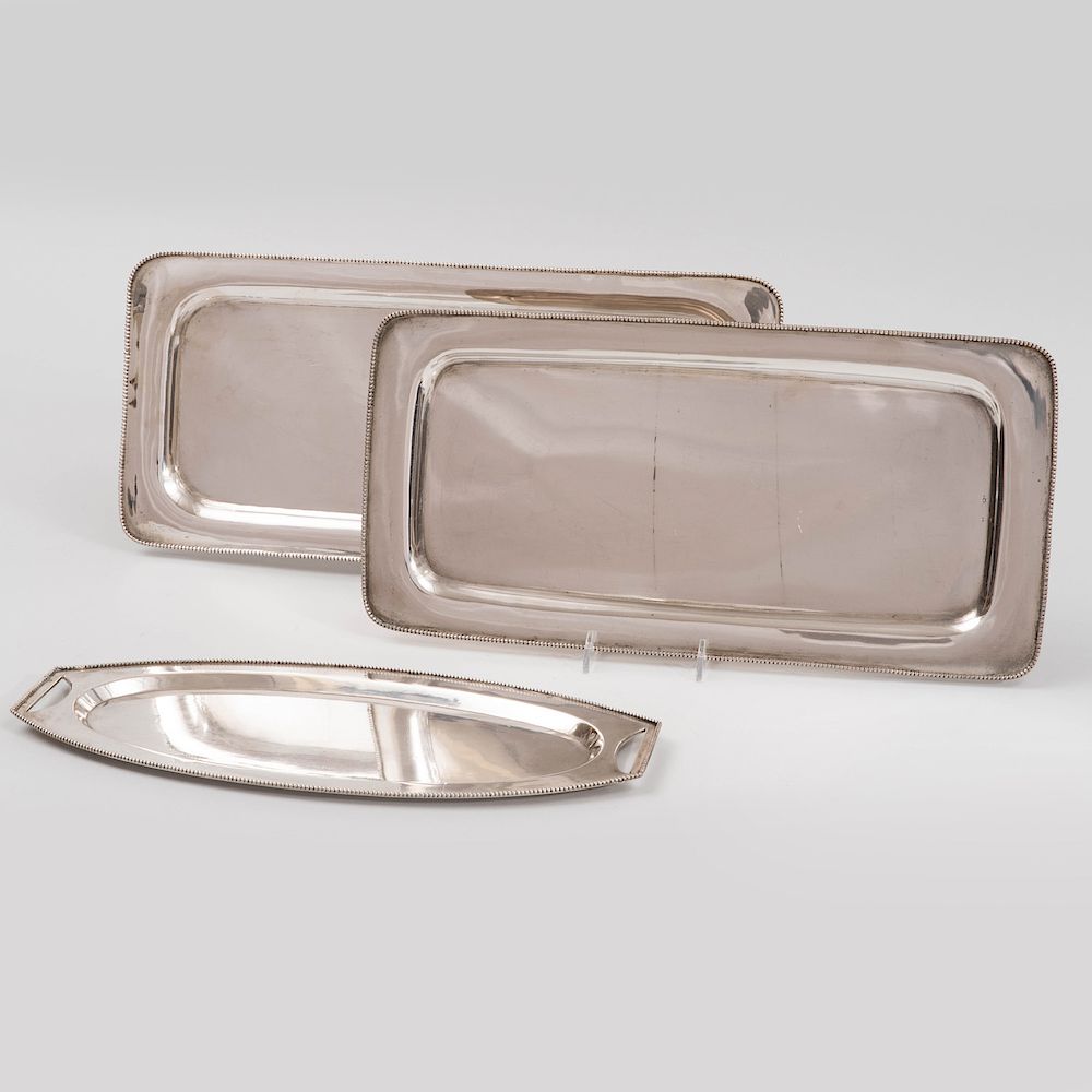 Appraisal: Two Hungarian Silver Rectangular Trays and an Oval Tray Marked