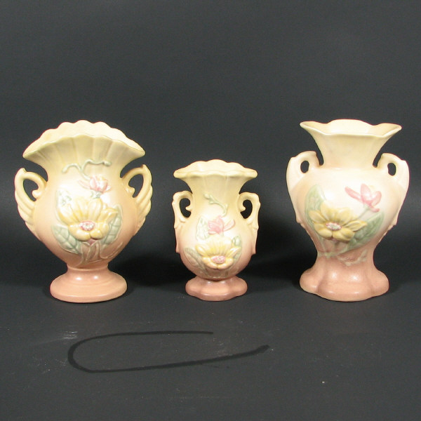 Appraisal: Hull Magnolia Matte - Vases Lot of three Magnolia Matte