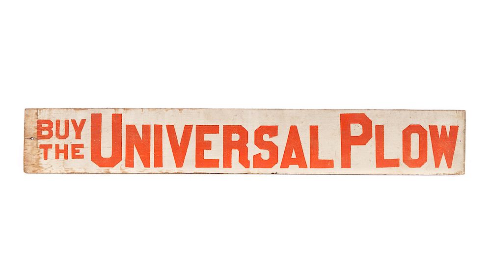 Appraisal: Wooden Universal Plow Sign in Old Paint Measures tall x