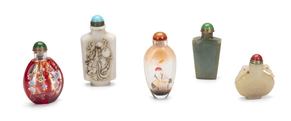 Appraisal: A group of Chinese snuff bottles th Century Comprising a