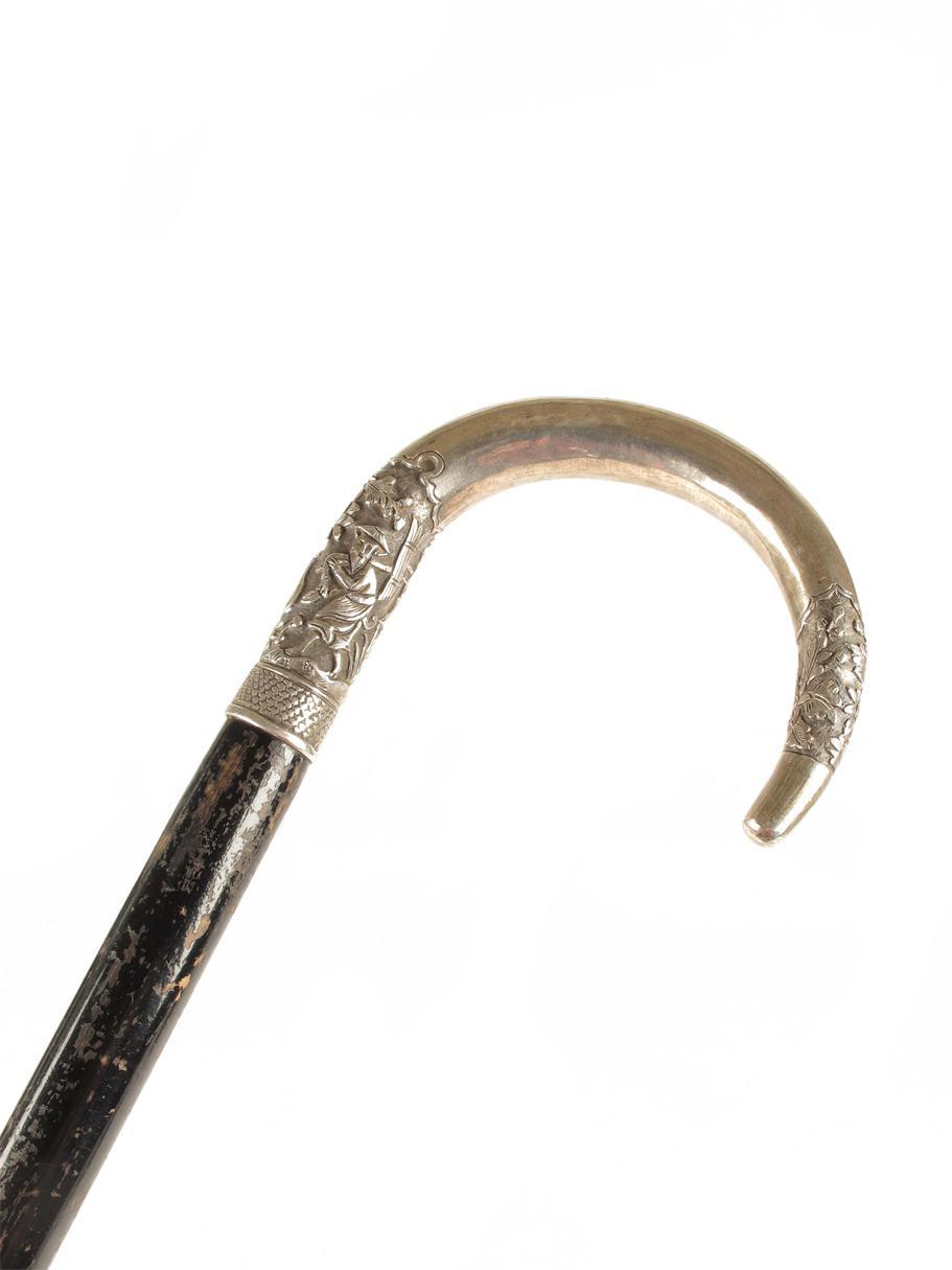 Appraisal: A Chinese silver handled walking cane