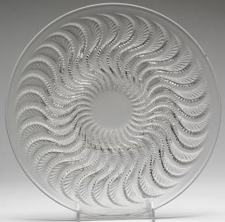 Appraisal: R Lalique Crystal Sunburst Plate Acid-etched R Lalique France diameter