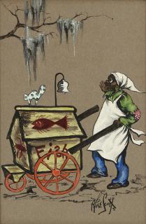 Appraisal: Alice Scott Fish monger with cart signed and dated lower