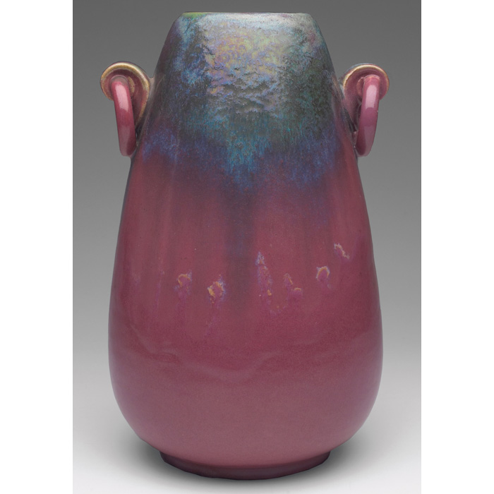 Appraisal: Fulper vase large shape with two ring handles covered in