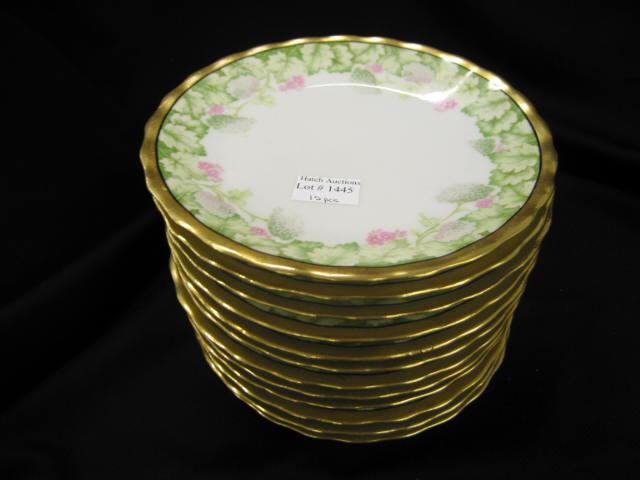 Appraisal: Set of Elite Limoges Porcelain Dessert Plates diameter flowering vine