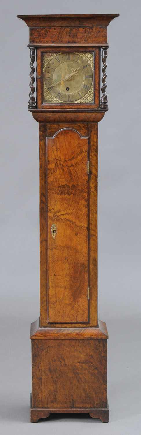 Appraisal: DIMINUTIVE WALNUT TALLCASE CLOCK GEE LEEDS x x in