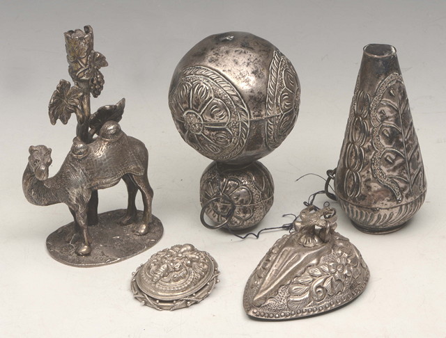 Appraisal: AN INDIAN SILVER METAL MODEL OF A CAMEL an Indian