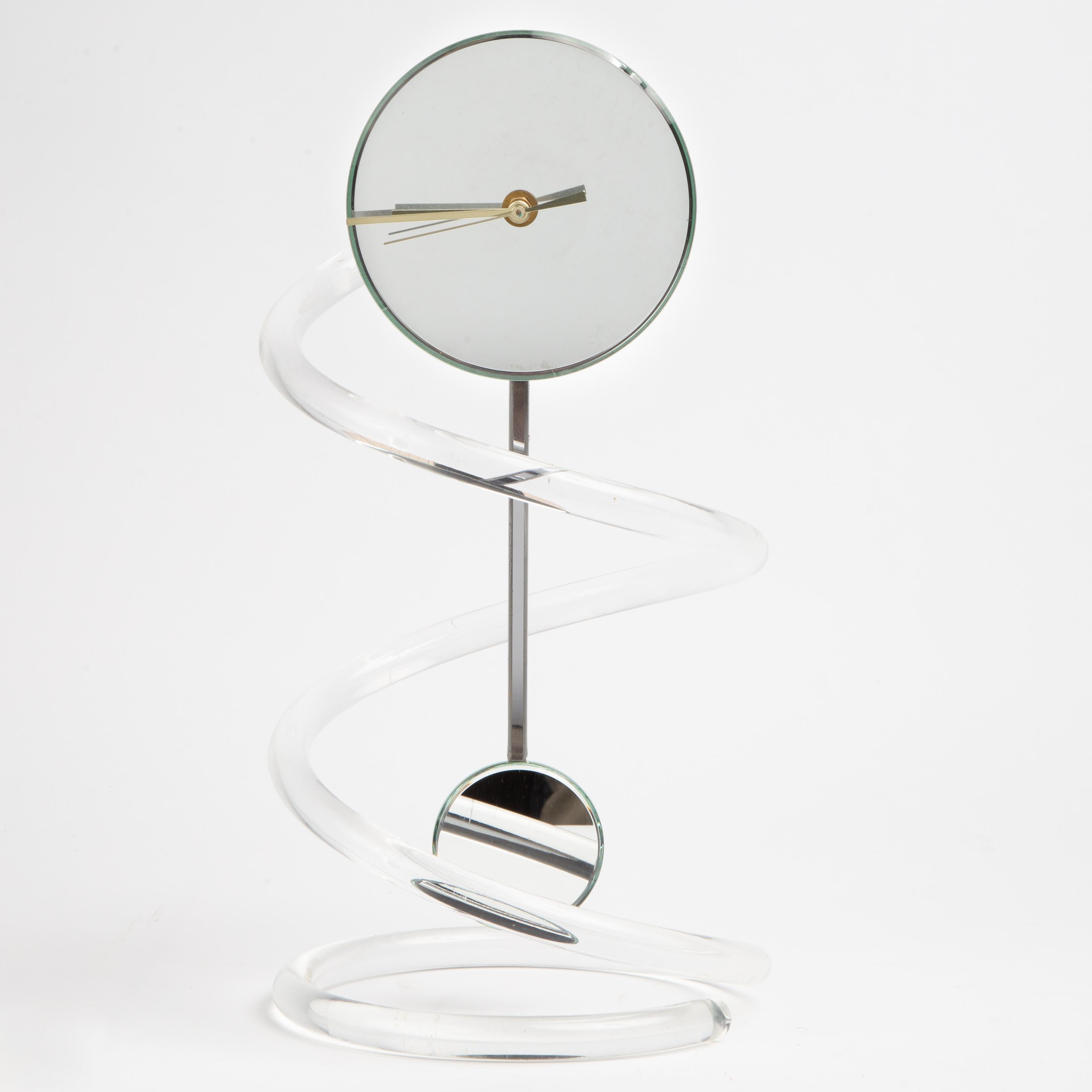 Appraisal: JON GILMORE SPIRAL LUCITE CLOCK Jon Gilmore for Accessory Art