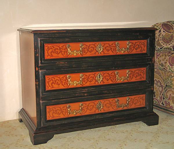 Appraisal: An Italian Baroque style marquetry inlaid chest of drawers height