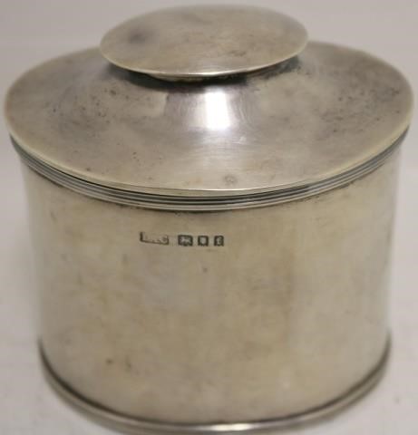 Appraisal: EARLY TH C ENGLISH SILVER TEA CADDY WITH CADDYSPOON LONDON