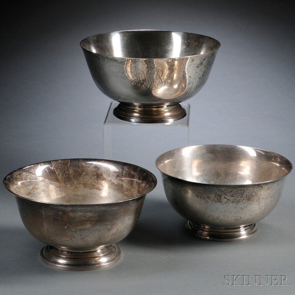 Appraisal: Three Sterling Silver Revere Bowls a Watson Exemplar pattern bowl