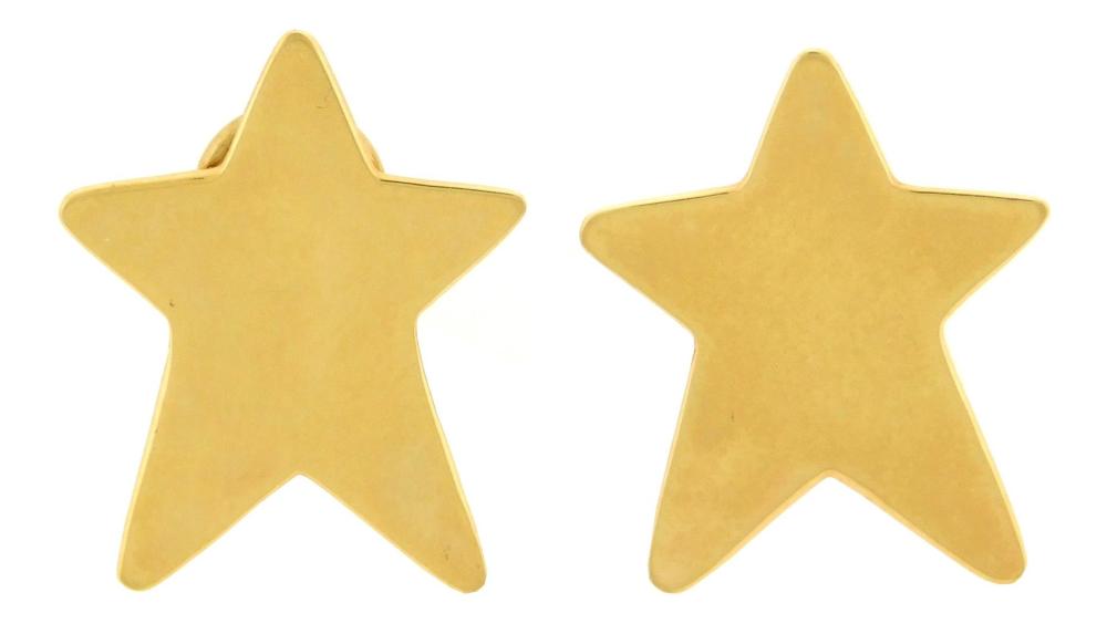 Appraisal: JEWELRY Pair of K yellow gold clip star earrings star