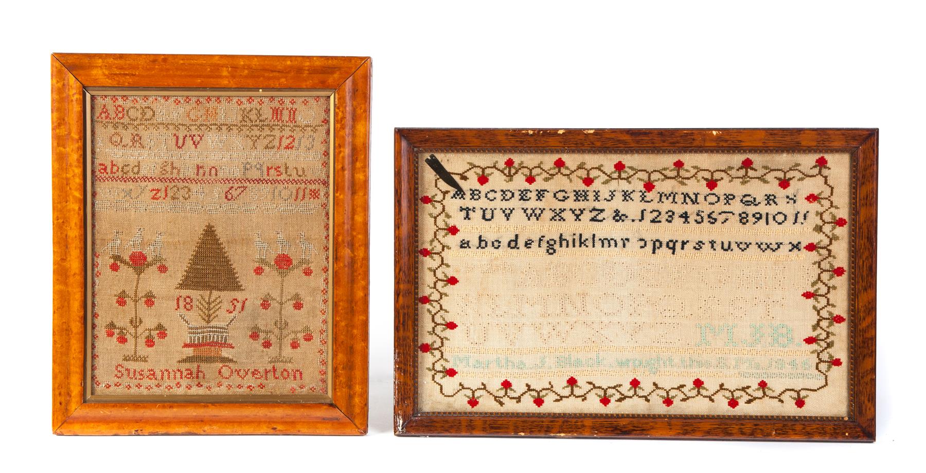 Appraisal: TWO AMERICAN SAMPLERS Nineteenth century silk and wool on linen