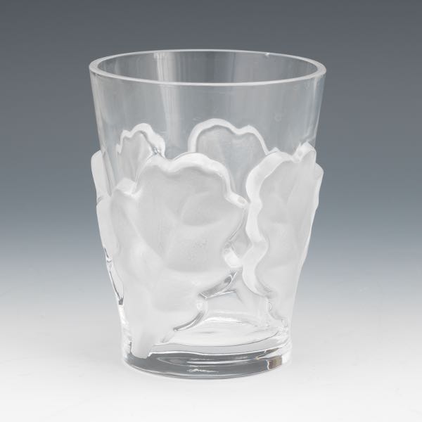 Appraisal: LALIQUE CLEAR AND FROSTED CRYSTAL CABINET VASE CH NE PATTERN