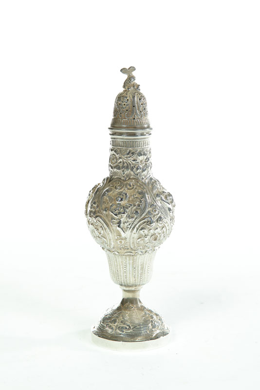 Appraisal: SILVER SHAKER European late th century Marked repousse shaker with