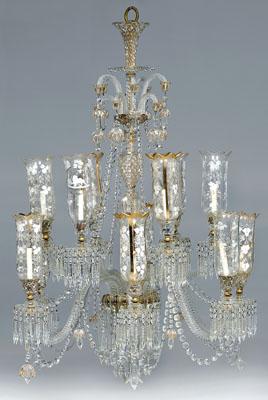 Appraisal: Fine crystal -light chandelier twisted glass serpentine arms each candle