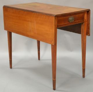 Appraisal: Federal cherry Pembroke drop leaf table with drawer having line