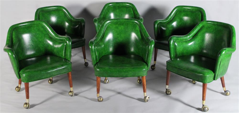 Appraisal: SET OF SIX TH C MODERN DINETTE CHAIRS WITH EMERALD