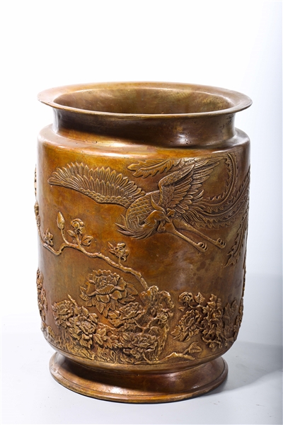 Appraisal: Chinese bronze jardiniere with phoenix in relief design mark to