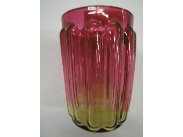 Appraisal: Victorian Amberina Art Glass Tumbler ribbed decor excellent