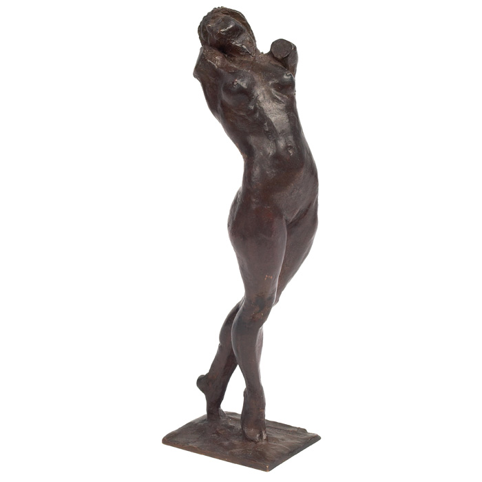 Appraisal: Mario J Korbel sculpture nude figure in bronze stamped signature