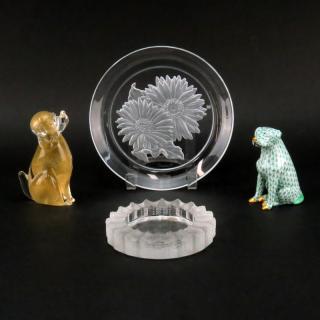 Appraisal: Grouping of Four Vintage Tableware Includes Lalique Jamaique ashtray Murano