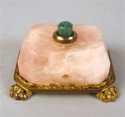 Appraisal: Nicholas Haydon gilt bronze and pink quartz bell push first