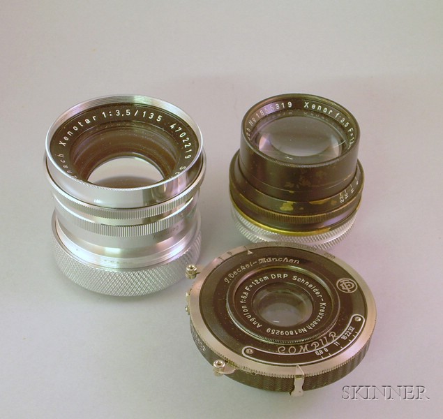 Appraisal: Three Schneider Lenses Converted to Leica Screw-fit chrome Xenotar f