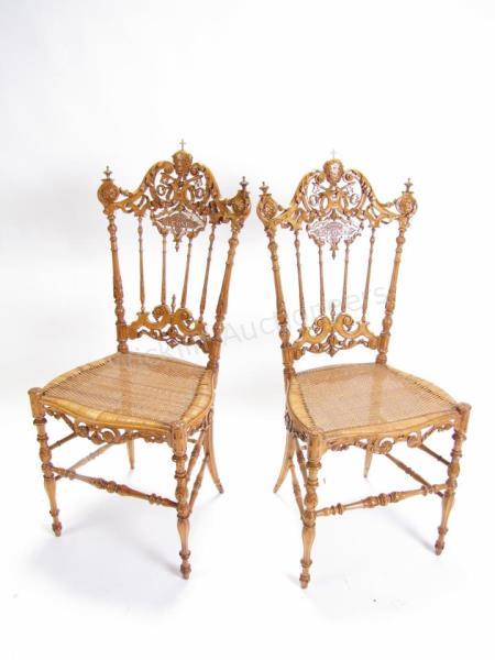 Appraisal: Pair of Pope Leo XIII Chairs rare pair of Italian