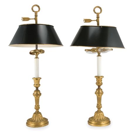 Appraisal: Pair of Louis XVI Style Gilt-Bronze Candlesticks Estimate -