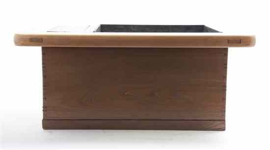 Appraisal: A Japanese Wood Hibachi the top of rectangular form inset