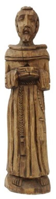 Appraisal: Carved wood religious figure bulto of Moses holding tablets loss