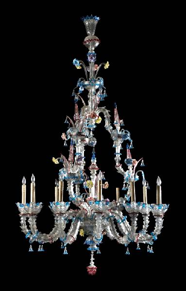 Appraisal: A wonderful and impressive Venetian multicolored glass twelve light chandelier