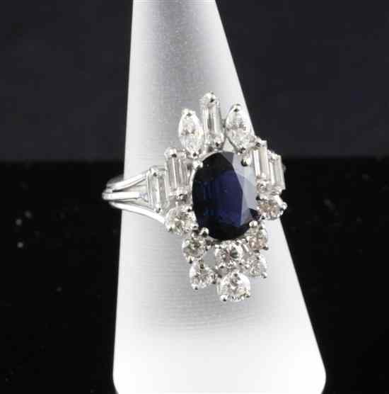 Appraisal: An ct white gold sapphire and diamond fancy dress ring