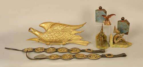 Appraisal: Two pair of brass bookends together with an eagle paperweight