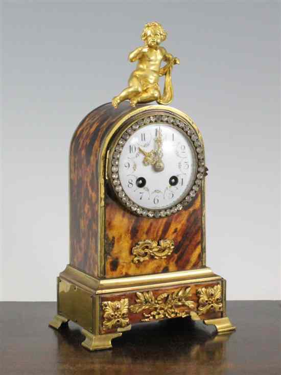 Appraisal: An early th century ormolu and tortoiseshell mantel clock with