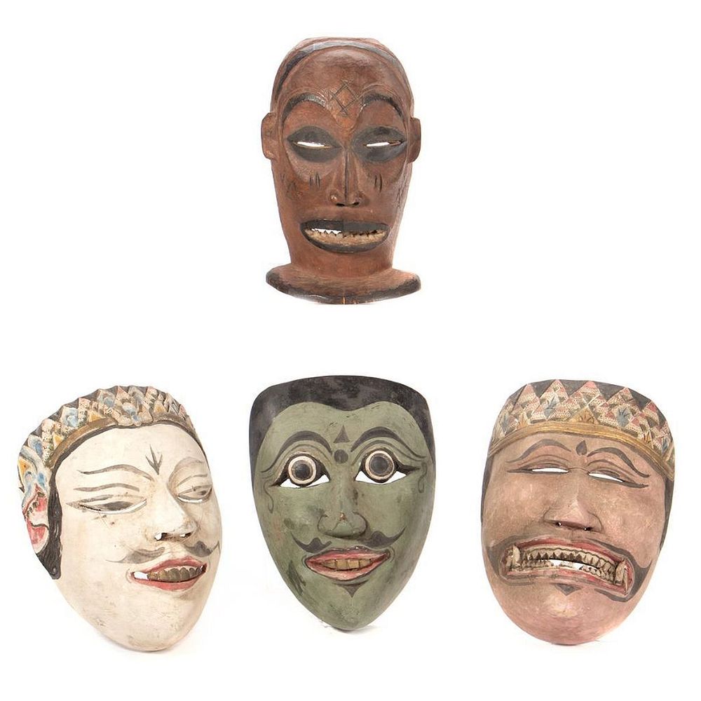 Appraisal: Balinese Theater Masks A set of four polychrome decorated Greatest