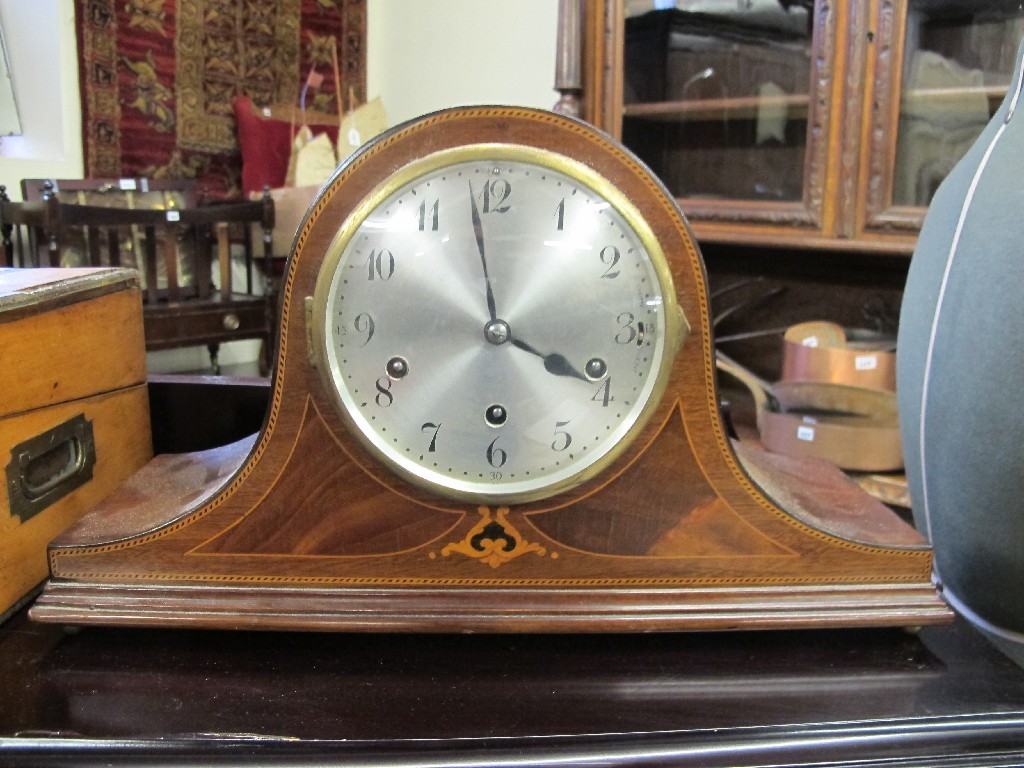 Appraisal: Mahogany inlaid mantel clock