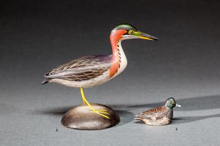 Appraisal: Miniature Green Heron A Elmer Crowell - East Harwich MA