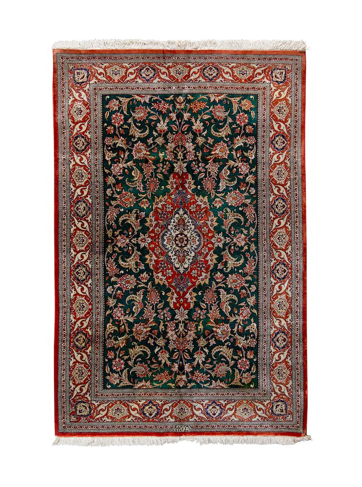 Appraisal: A Qum Silk Rug A Qum Silk Rug Circa feet