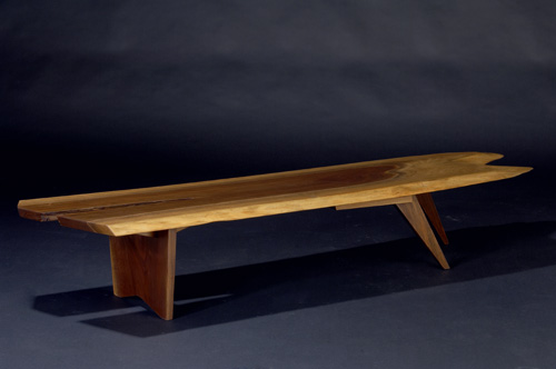 Appraisal: GEORGE NAKASHIMA Walnut Slab coffee table with copy of original