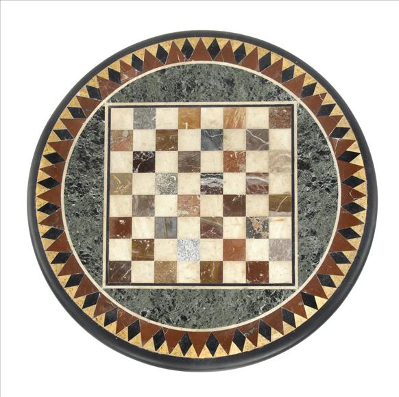 Appraisal: A specimen marble chessboard table top cm diameter