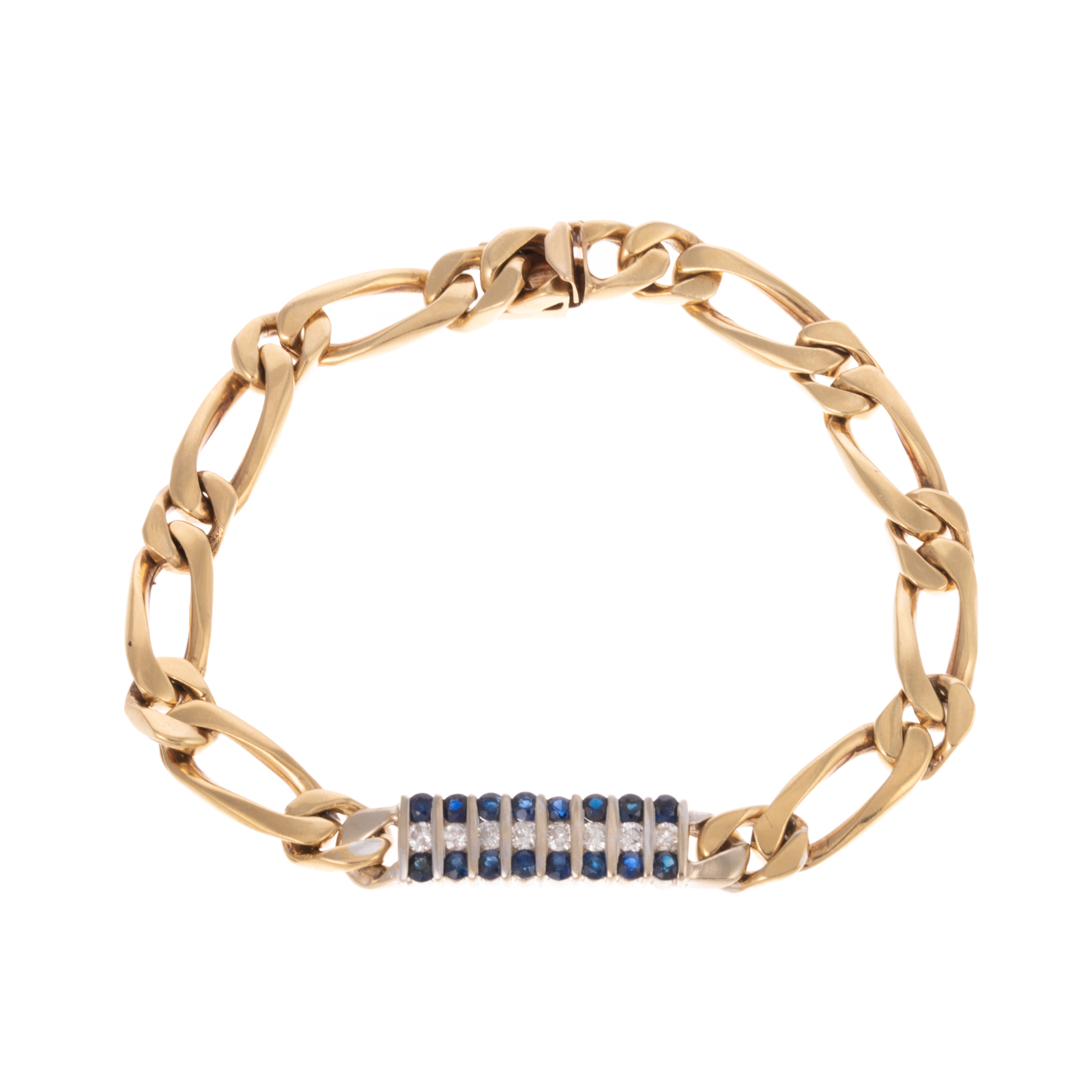 Appraisal: A SAPPHIRE DIAMOND ID STYLE BRACELET IN K K yellow