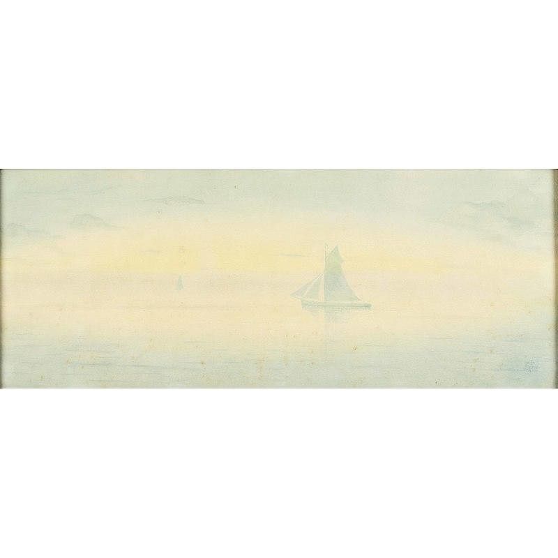 Appraisal: Lionel Salmon Painting Framed watercolor on matboard depicting sailboats by