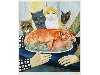 Appraisal: BERYL COOK OBE - FOUR HUNGRY CATS colour collotype with