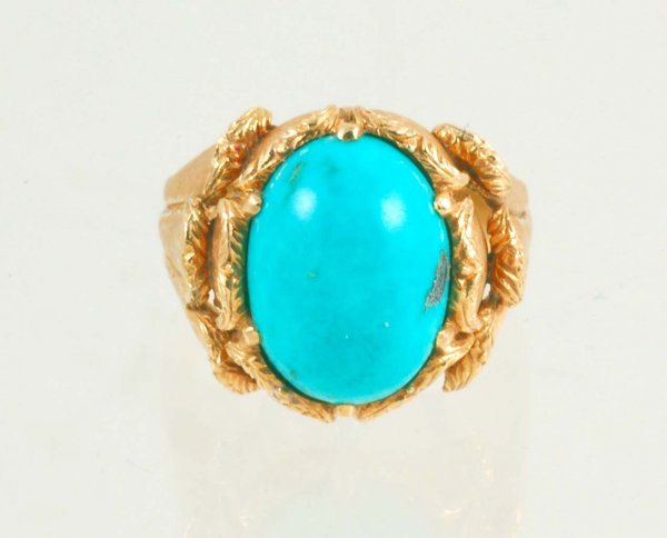 Appraisal: Ring in marked K yellow gold Set with turquoise cabochon